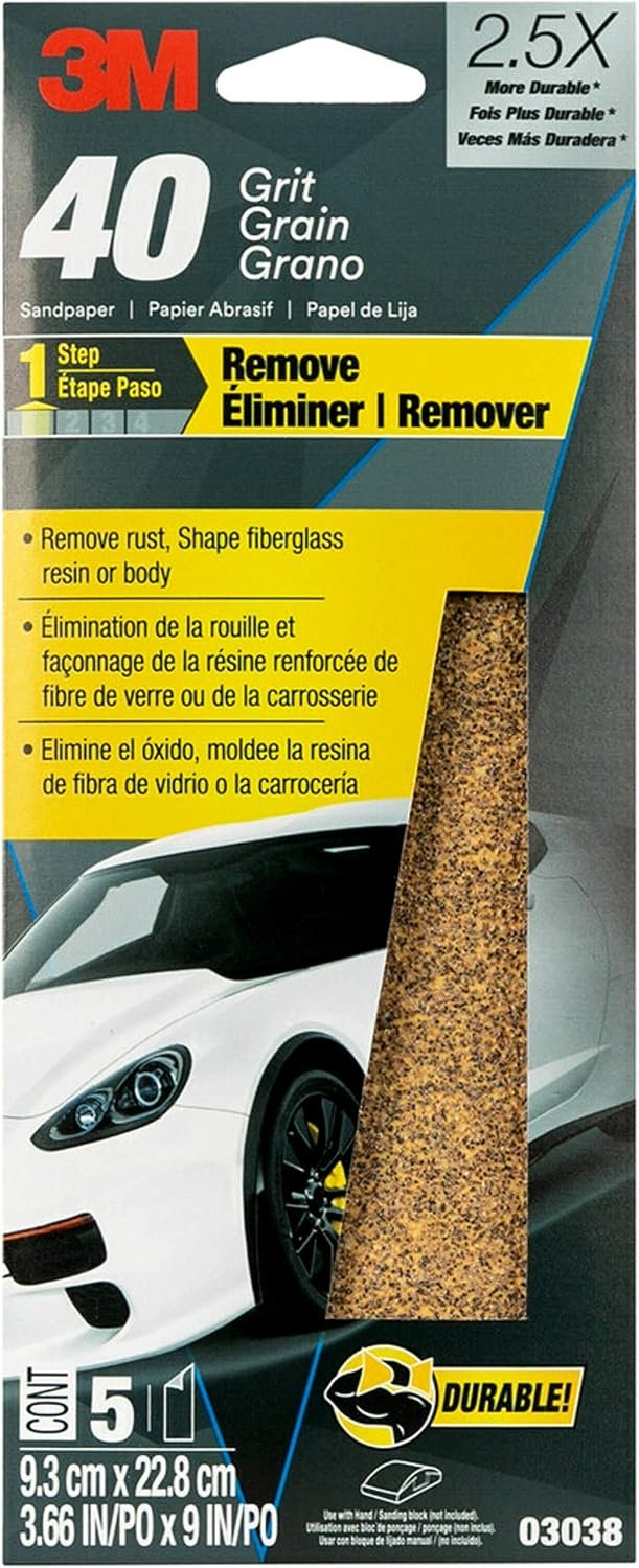 3M Autopak Sheets Coarse 3038 – 5 Pack Coarse Sanding Sheets for Automotive Body and Paint Prep