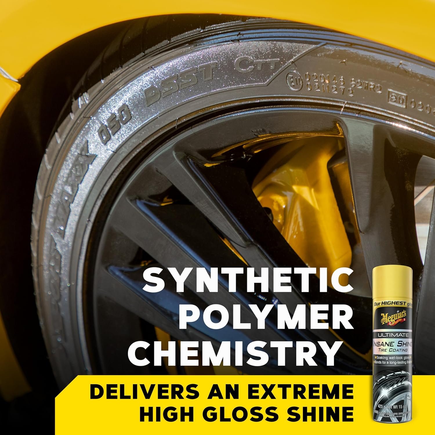 Meguiar's G190315 Ultimate Insane Shine Tire Coating – 15 oz Aerosol Tire Shine with Wet-Look Gloss & UV Protection - Image 3