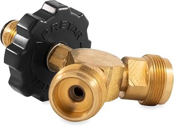 Camco 59893 Propane Y Adapter – POL Male Inlet with Dual 1in-20 Male Appliance Connections