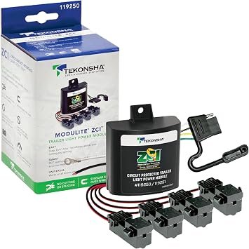 Tekonsha 119250 ZCI Universal T-Connector – Zero Contact Interface Trailer Wiring Module for Vehicles Without Factory Wiring