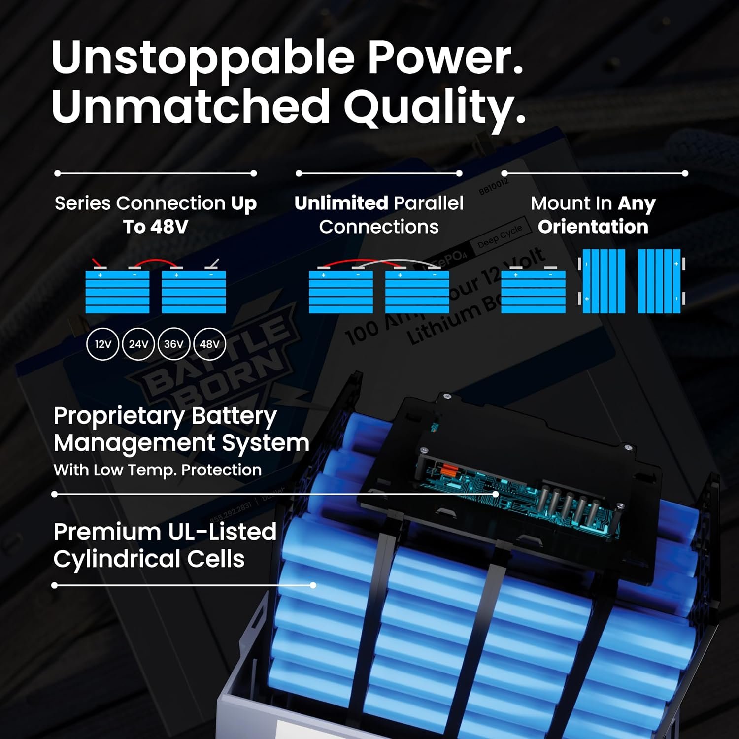 Battle Born BB10012 100Ah 12V LiFePO4 Deep Cycle Battery – Integrated BMS, 1,280Wh Energy Storage, RV Ready - Image 3