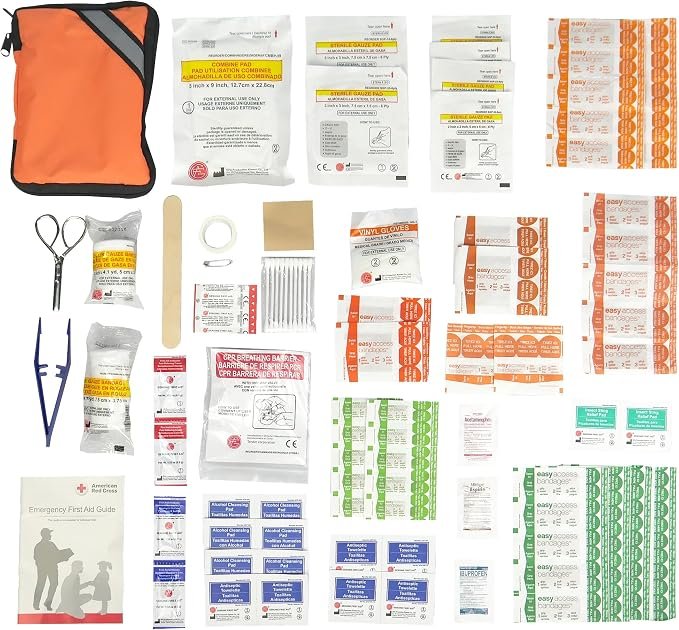 Ready America 74002 Pocket First Aid Kit – 107-Piece Medical Kit with CPR Barrier, Splint and Zipper Case