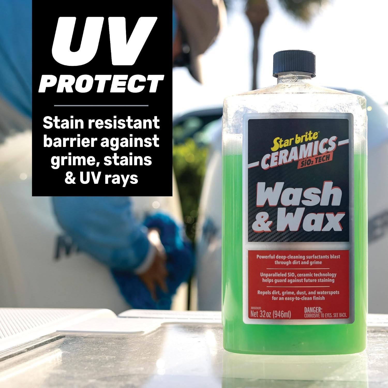 Star brite 203532 Ceramic Wash & Wax – 32 oz Concentrated Boat and Vehicle Wash with SiO2 Ceramic Protection - Image 3