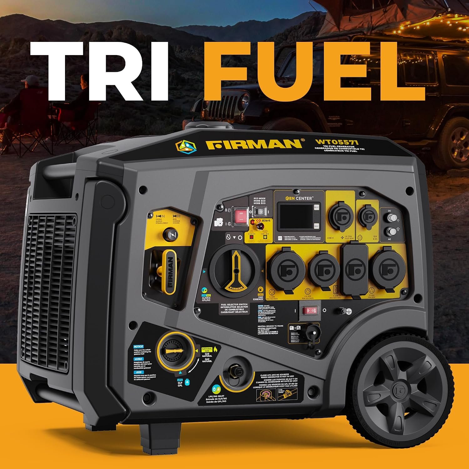 Firman WT05571 Tri Fuel Portable Inverter Generator – 5500 Starting Watts with Gasoline, Propane, and Natural Gas Operation - Image 2