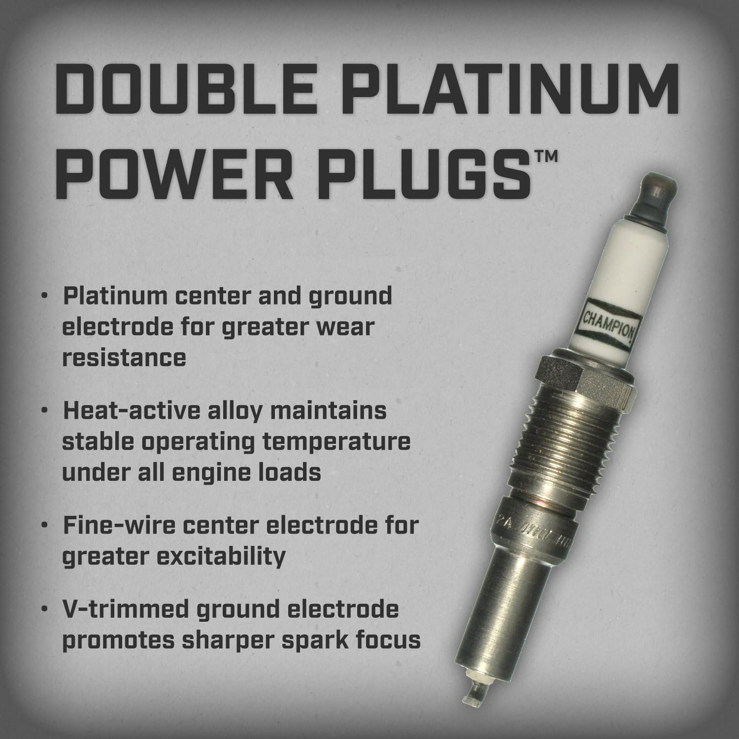 Champion 7989 Double Platinum Spark Plug 4-Pack – Platinum Center Electrode, Extended Service Design - Image 4