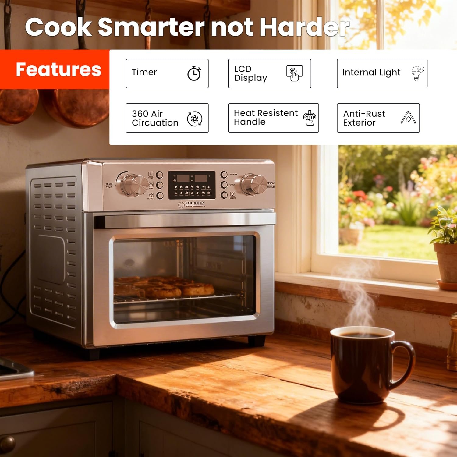Pinnacle AF500STAIN Air Fryer Oven – 26L 5-in-1 Countertop Cooker with Air Fry, Roast, Bake and Dehydrate Functions - Image 5