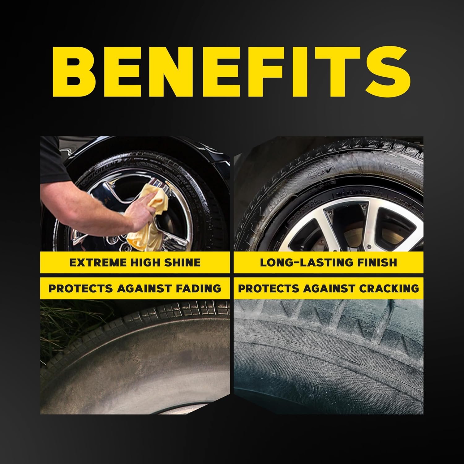 Meguiar's G190315 Ultimate Insane Shine Tire Coating – 15 oz Aerosol Tire Shine with Wet-Look Gloss & UV Protection - Image 4
