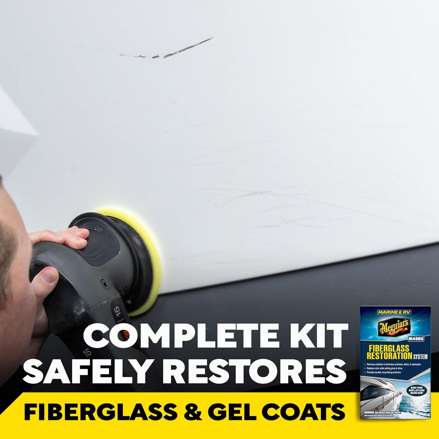 Meguiar's M4965 Marine/RV Fiberglass Restoration Kit – Complete Oxidation Removal, Polishing & Protection System - Image 3