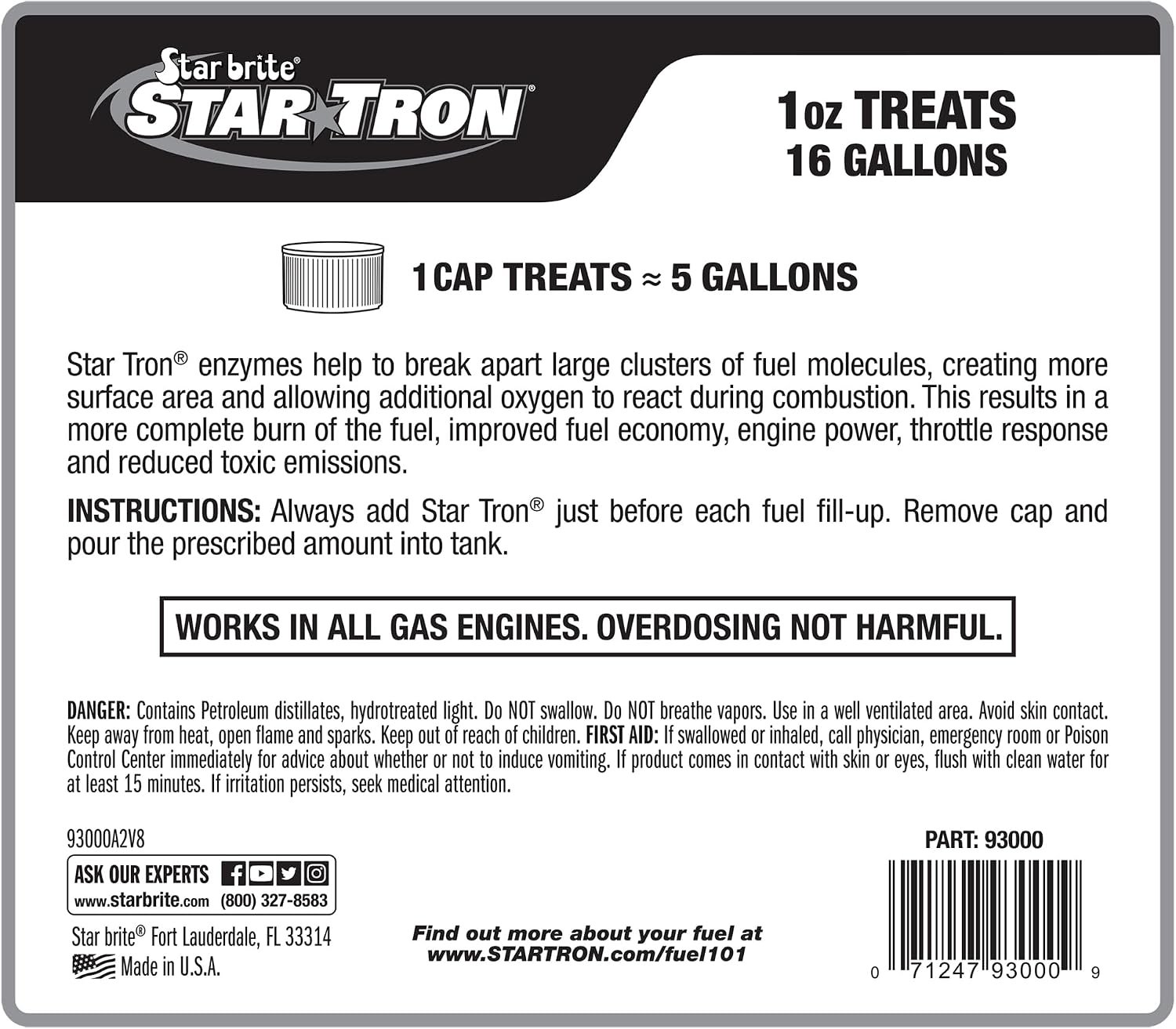 Star Tron 093000N Gasoline Enzyme Fuel Treatment – 1 Gallon Fuel Stabilizer Treats Up to 2,048 Gallons of Gasoline - Image 2