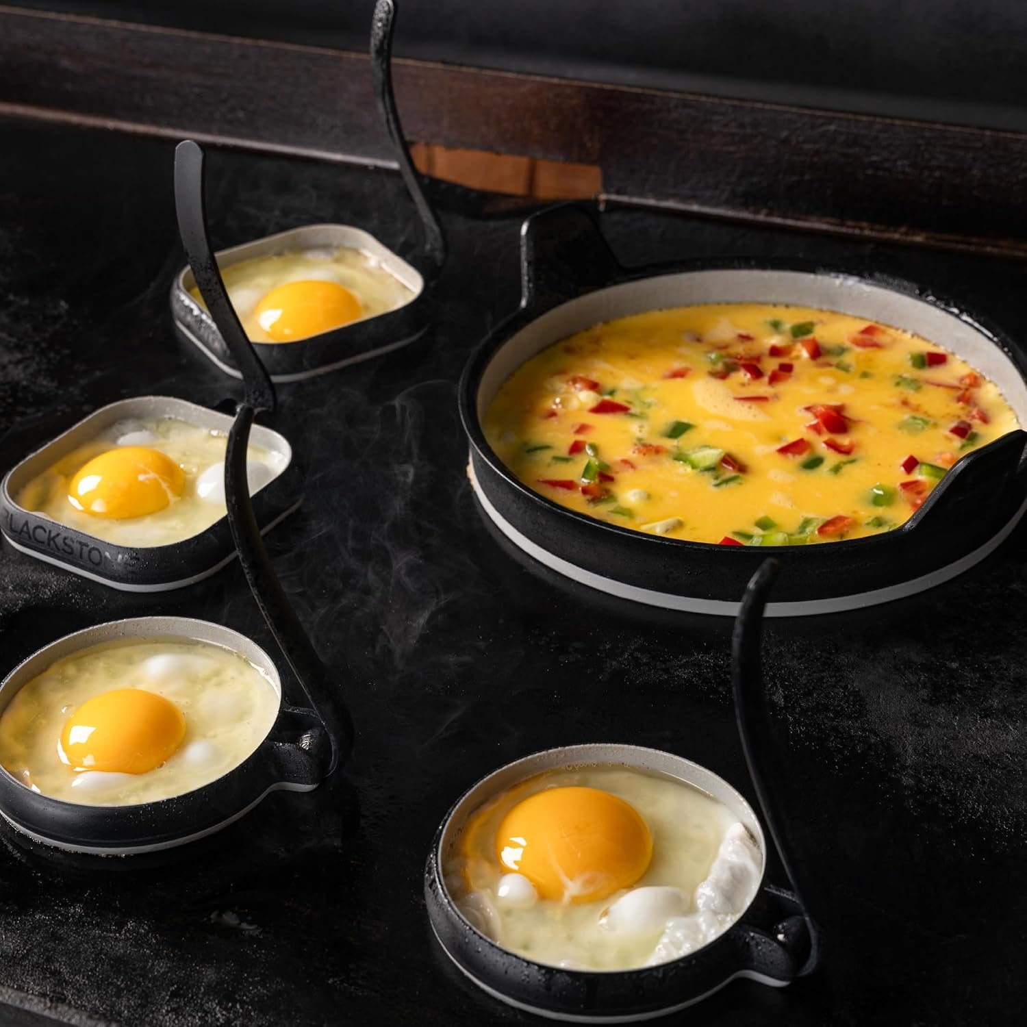 North Atlantic Imports 5515 Omelet & Egg Rings Set – Non-Stick Breakfast Rings for Griddles and Flat Top Cooking - Image 2