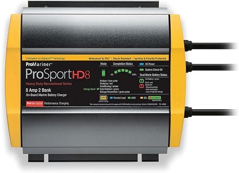 ProMariner ProSport HD Waterproof 44008 Marine Battery Charger – 8 Amp Dual Bank Smart Charging System