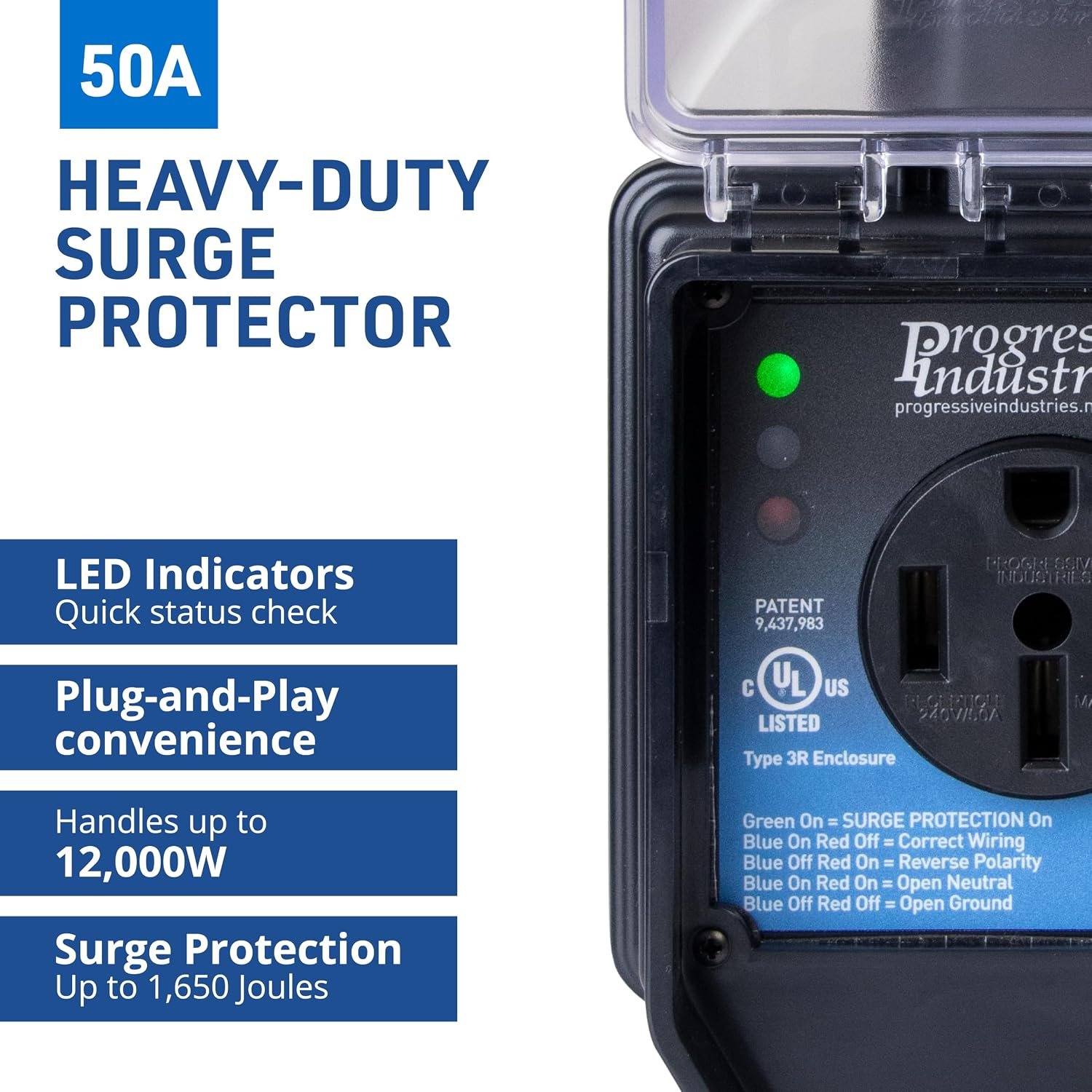 Progressive Industries SSP-50XL Portable RV Surge Protector – 50 Amp Smart Surge Protection Device - Image 2