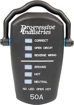 Progressive Industries RRT50 RV Receptacle Tester – 50 Amp Electrical Outlet Diagnostic Tool for RV Hookups