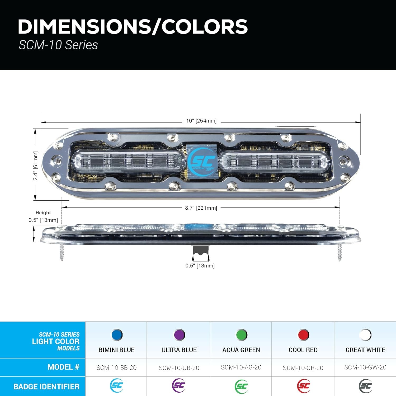 Shadow-Caster SCM10GW20 SCM 10 Great White Underwater Light – Compact High-Output White Marine LED Light - Image 3