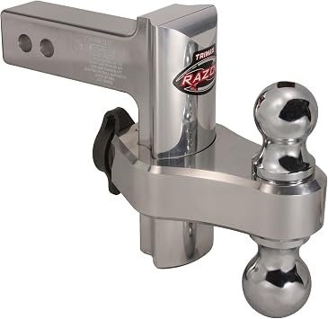 Trimax TRZ6AL Razor Adjustable Hitch – 6in Rise/Drop Forged Aluminum with Dual Balls and Keyed Locks