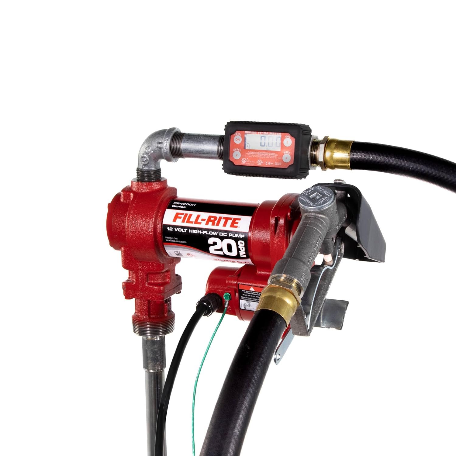 Fill-Rite FR4219H 12V DC High Flow Fuel Transfer Pump – 20 GPM Cast Iron System with In-Line Meter and Hose Package - Image 2