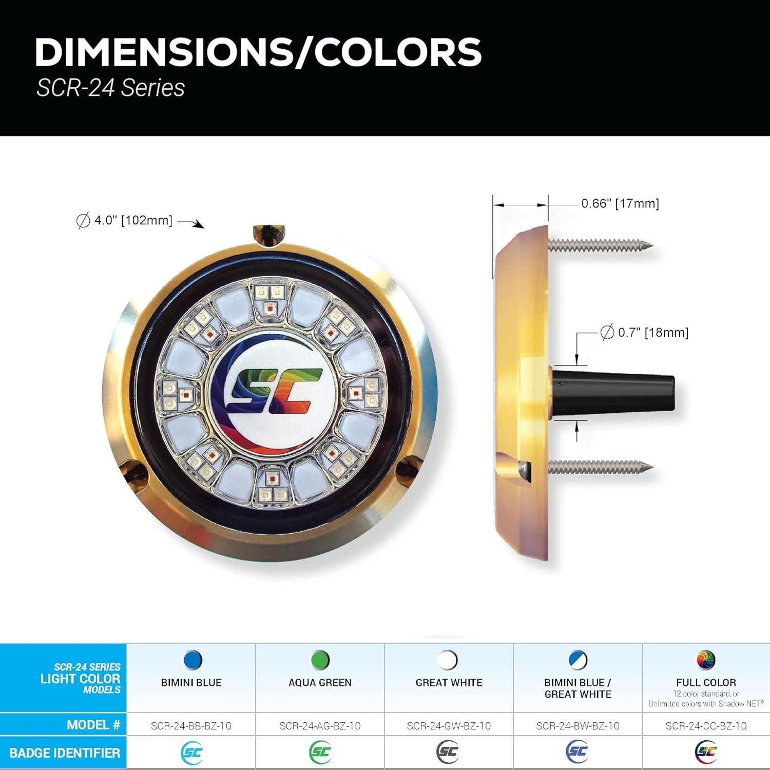 Shadow-Caster SCR24BWBZ1 SCR-24 Blue/White Underwater Light – Dual-Color Marine LED Lighting System - Image 3