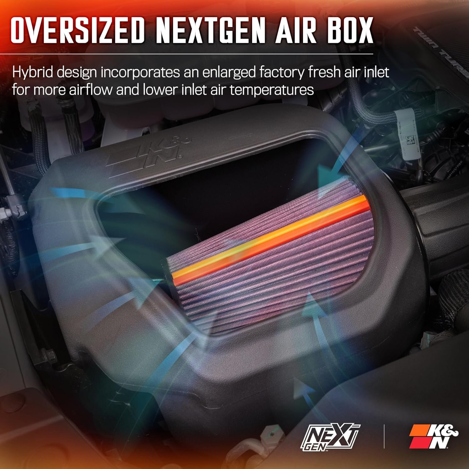 K&N 50-1598 NextGen Cold Air Intake System – High-Flow Cotton Filter for 2025 Ram 1500 3.0L Hurricane Twin Turbo - Image 5