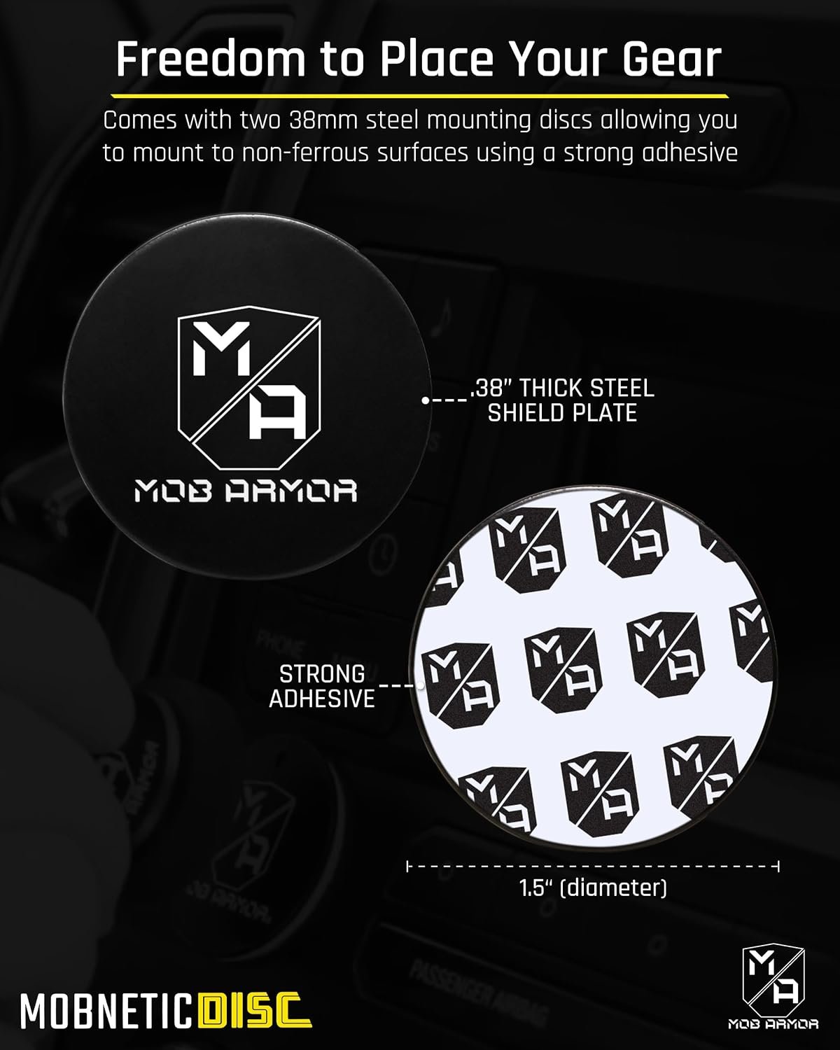 Mob Armor Mounting Discs 2-Pack MOBMD – Adhesive Mount Bases for Device Mount Installation Surfaces - Image 4
