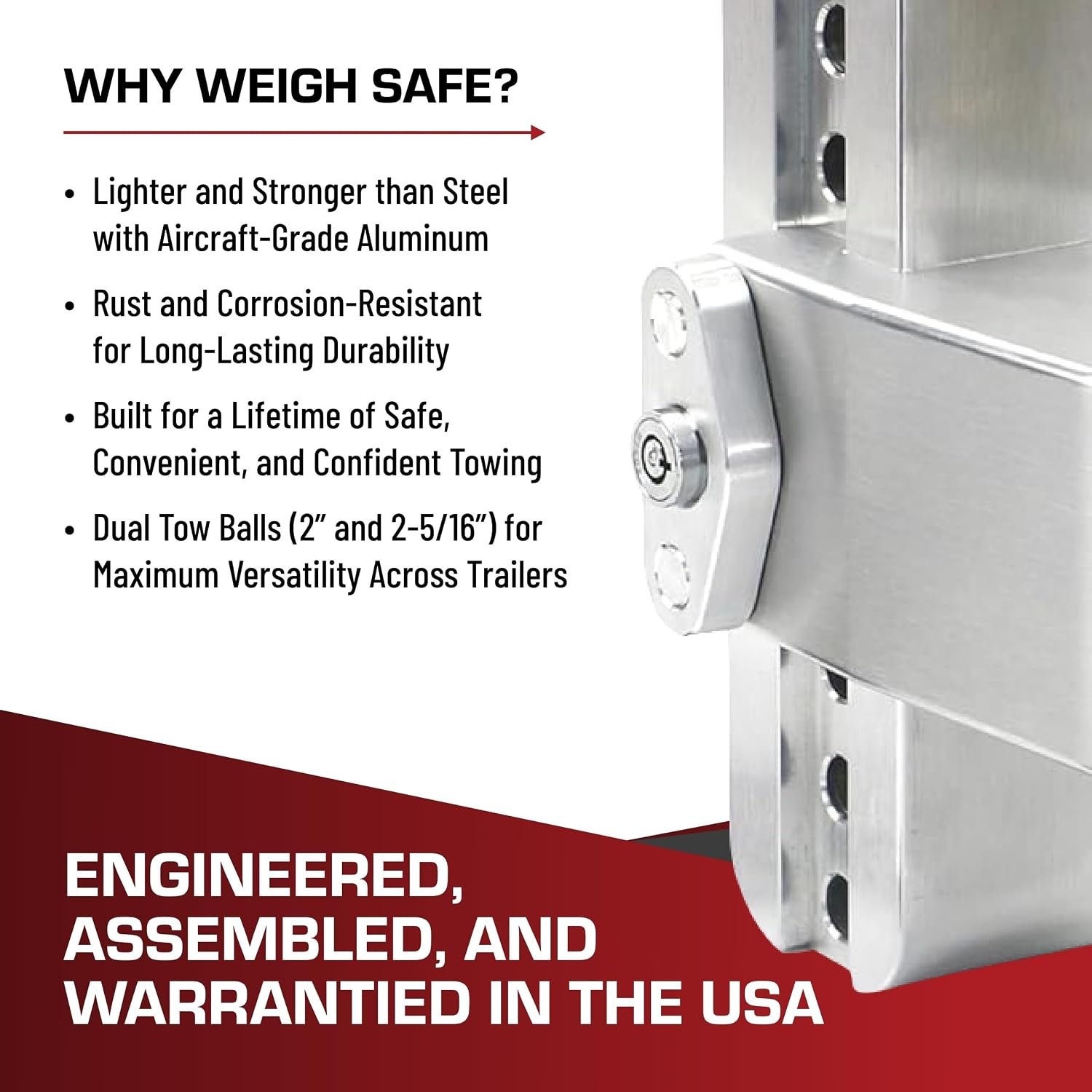 Weigh Safe LTB8-25 Adjustable Ball Mount – 8in Drop, 2.5in Receiver Shank, Turnover Ball with Built-In Scale - Image 4