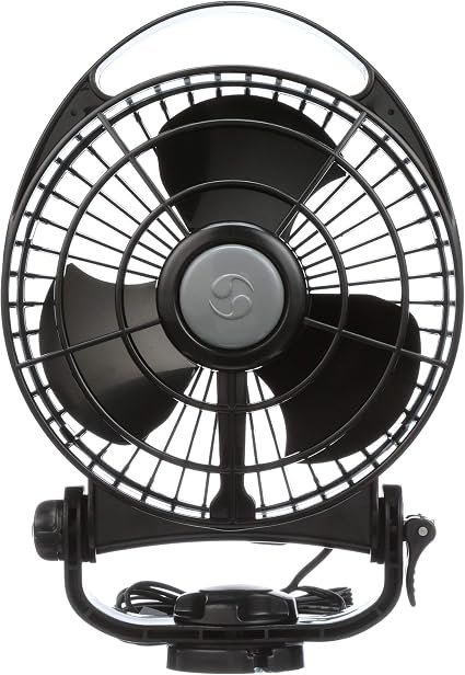 Caframo 748CABBX Bora 12V Marine Fan – Three-Speed Cabin Fan with Adjustable Gimbal Mount and Black Housing