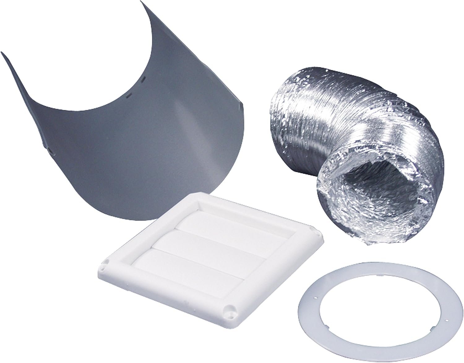 Pinnacle 181059 Outside Dryer Vent Kit – White Exterior Cowl with Flexible Duct and Damper Assembly - Image 2