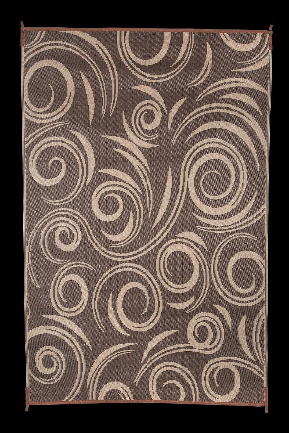 Faulkner 68859 Work & Play Swirl Patio Mat – 36in x 68in Brown and Beige Outdoor RV Ground Mat - Image 2