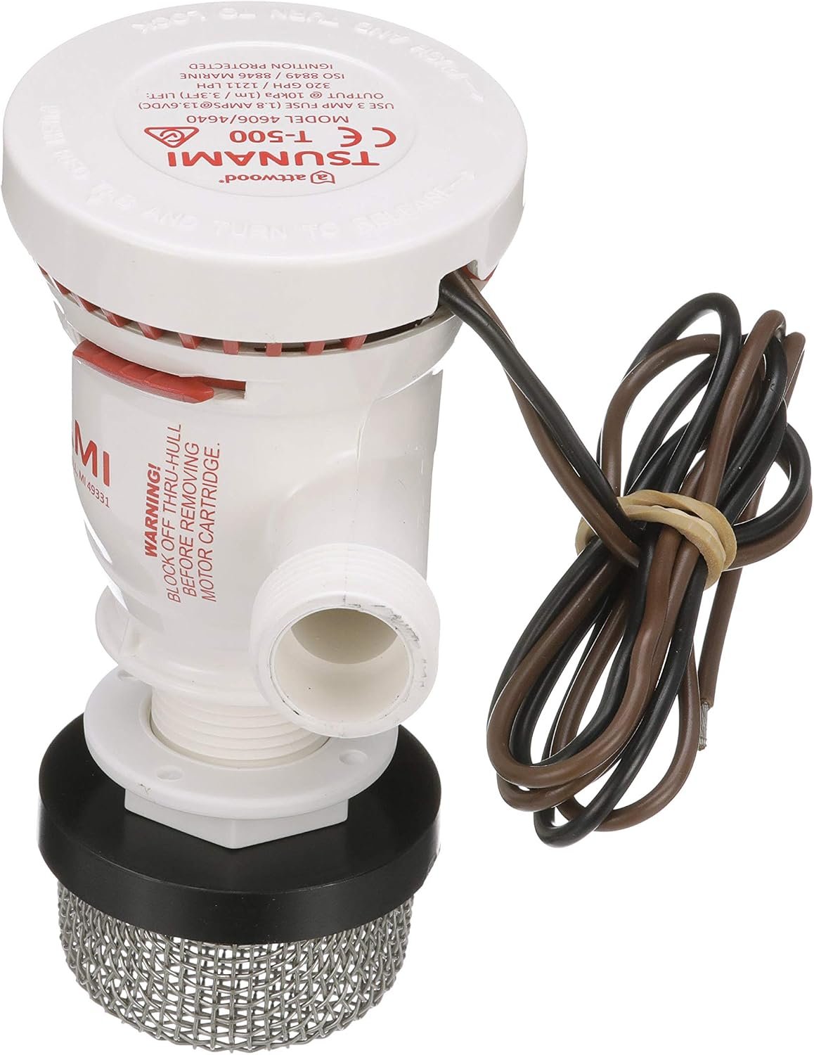 Attwood 42537 Tsunami T-500 Recirq Livewell Aerator Kit – 500 GPH Pump, 3/4in Outlet Hose and 23in Poly Hose - Image 4
