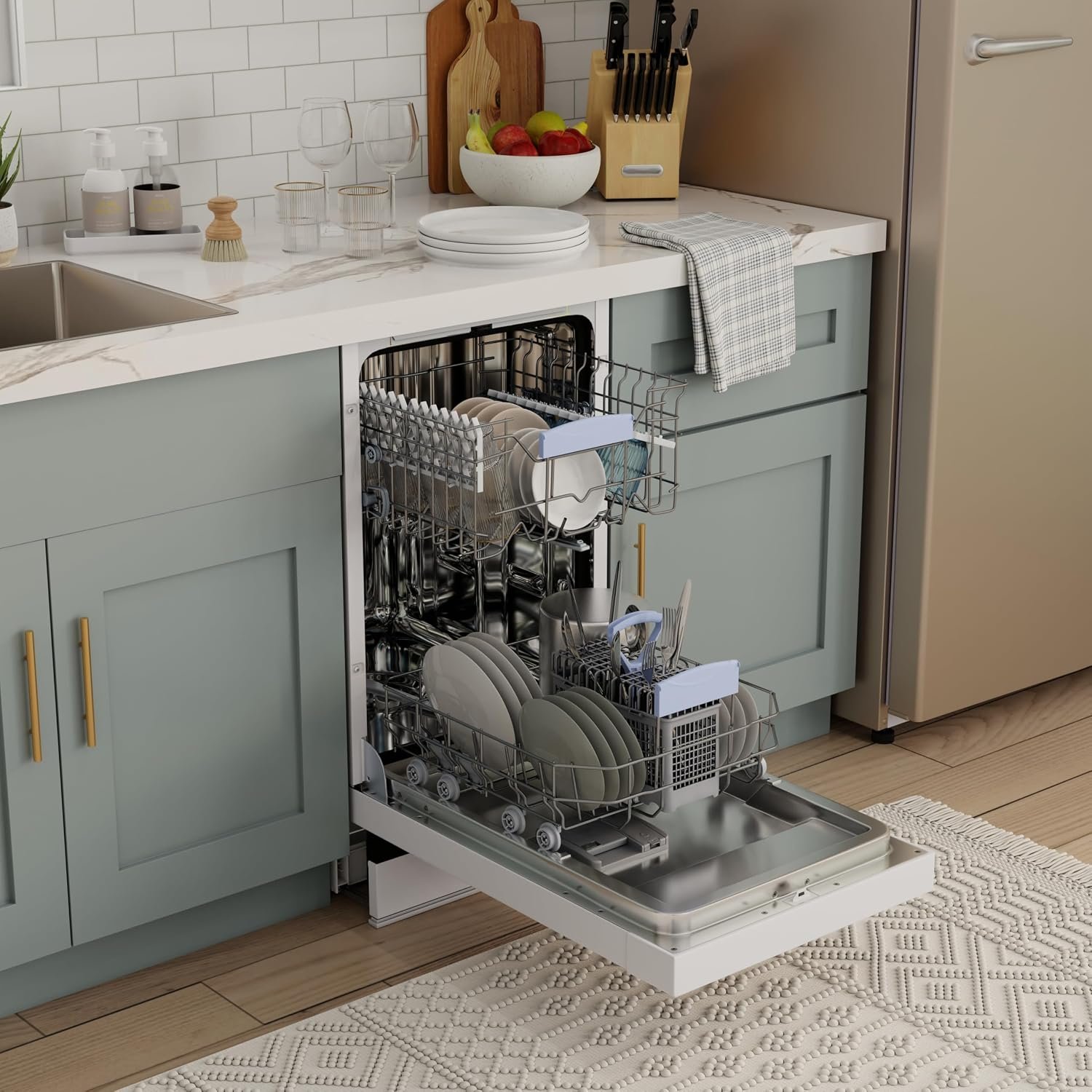 Pinnacle WB1840 18-Inch Built-In Dishwasher – 10 Place Settings, 8 Wash Cycles, White Finish, Sanitize Function - Image 8