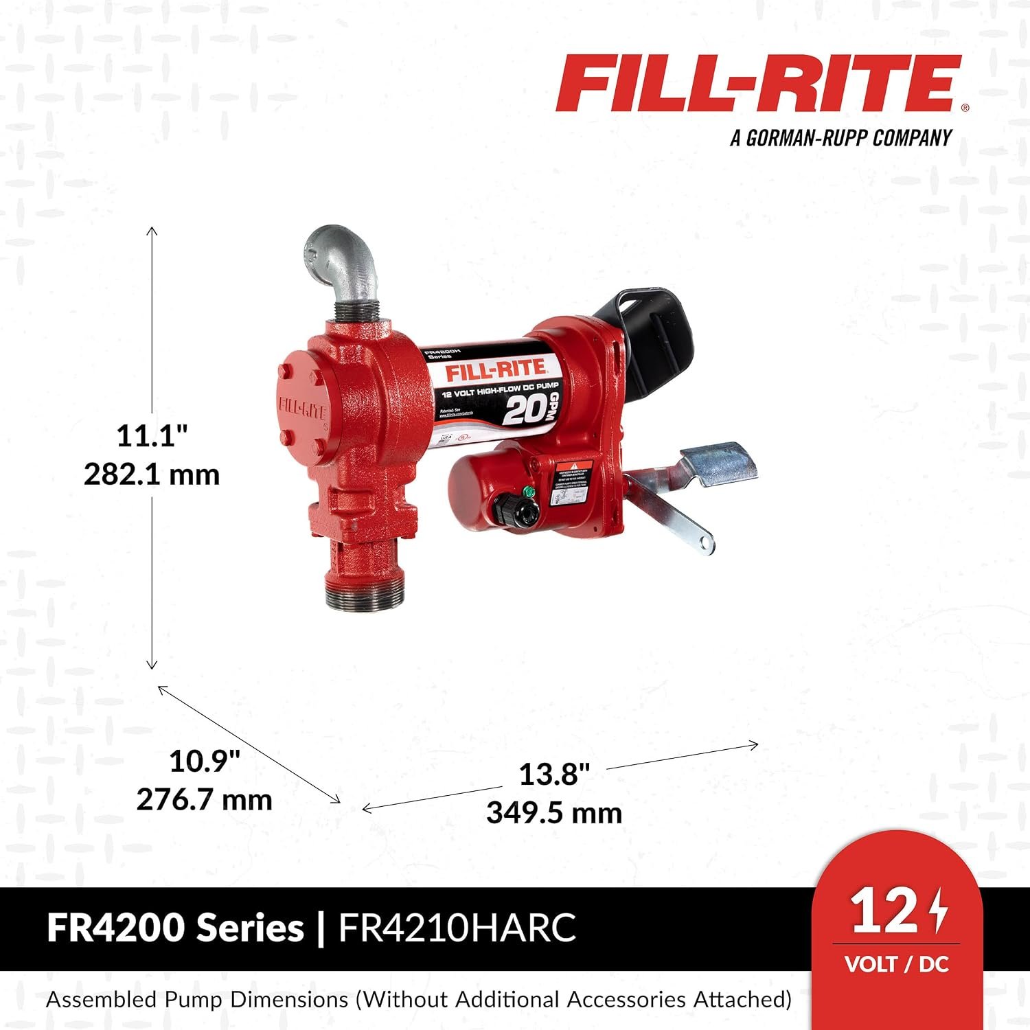 Fill-Rite R4220HDSFQ 12V DC High Flow Fuel Transfer Pump – 20 GPM Cast Iron Pump with 1in x 12ft Hose and Automatic Nozzle - Image 4