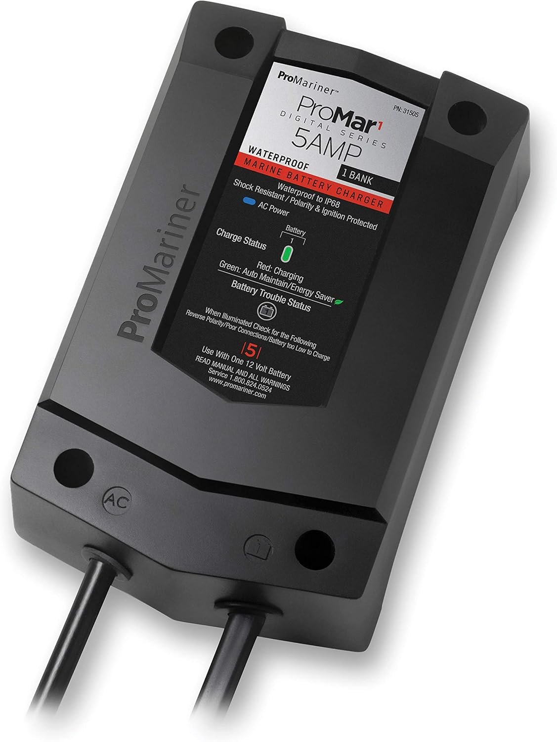 ProMariner ProMar1 DS 31505 Marine Battery Charger – 5 Amp Single Output Smart Charger for 12V Batteries