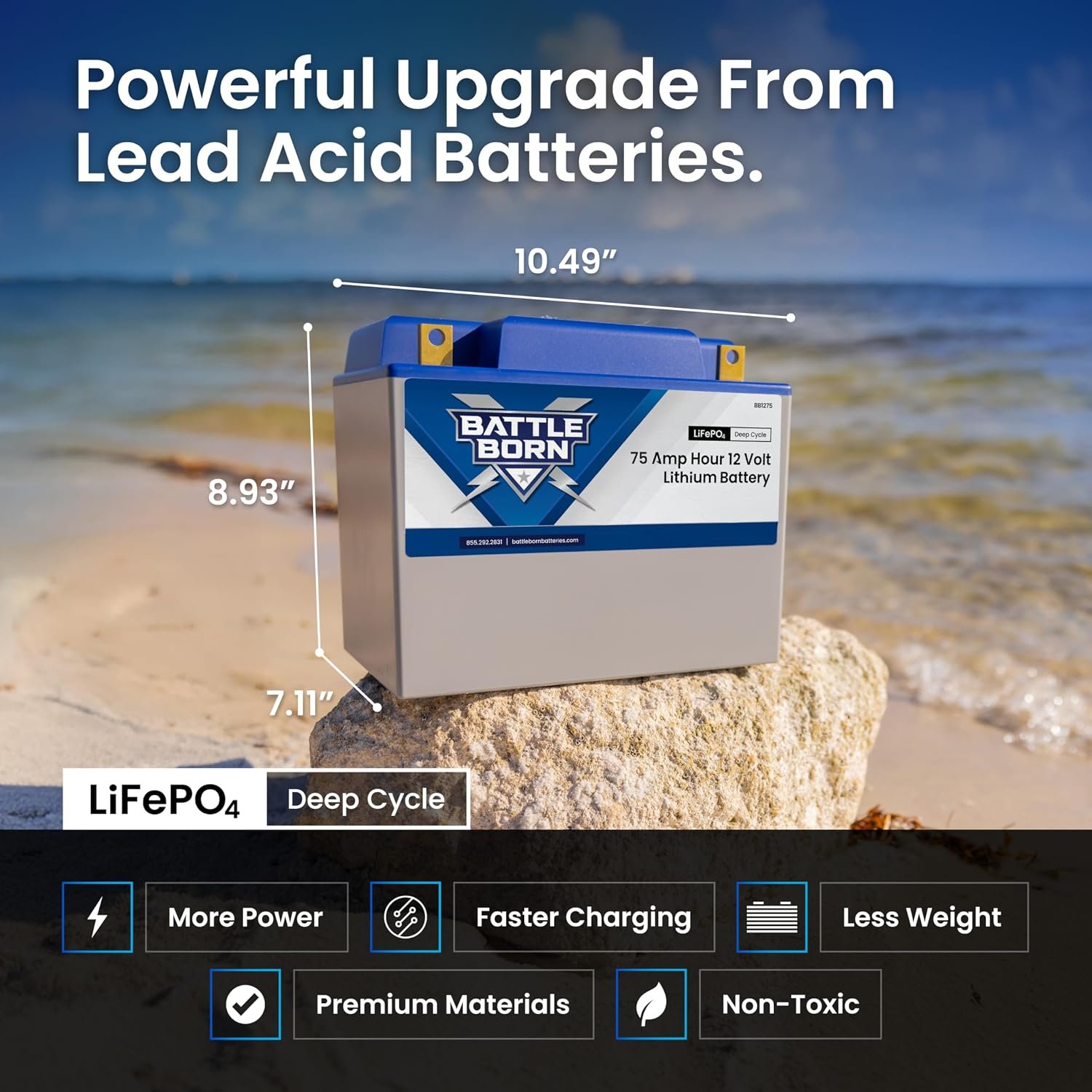 Battle Born BB1275H 75Ah 12V Heated LiFePO4 Battery – Group 24 Case Size, Internal Heat Technology - Image 3