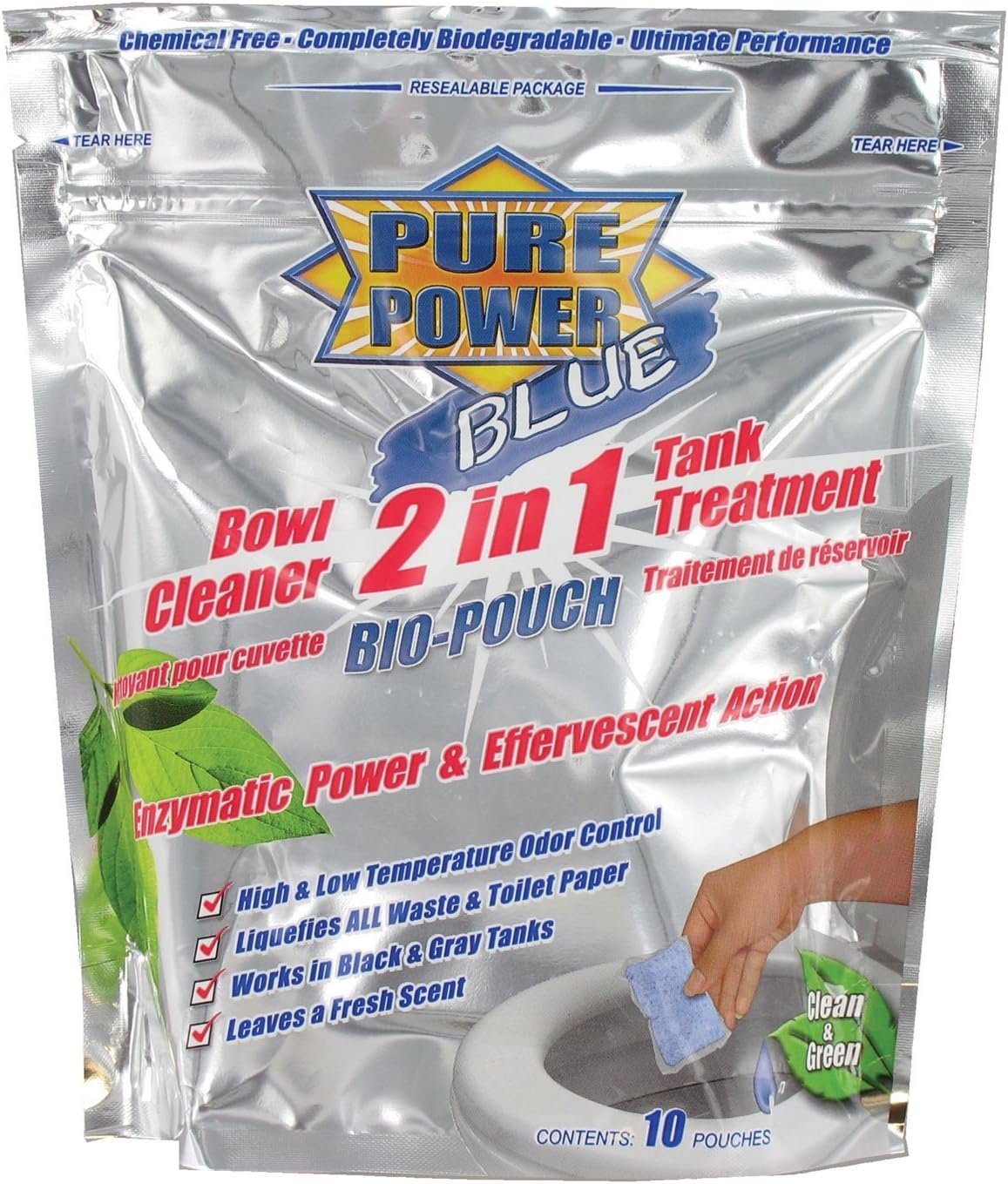 Valterra V23020 Pure Power Blue 2-in-1 Drop-Ins – 10 Pack RV Holding Tank Treatment and Deodorizer Pods
