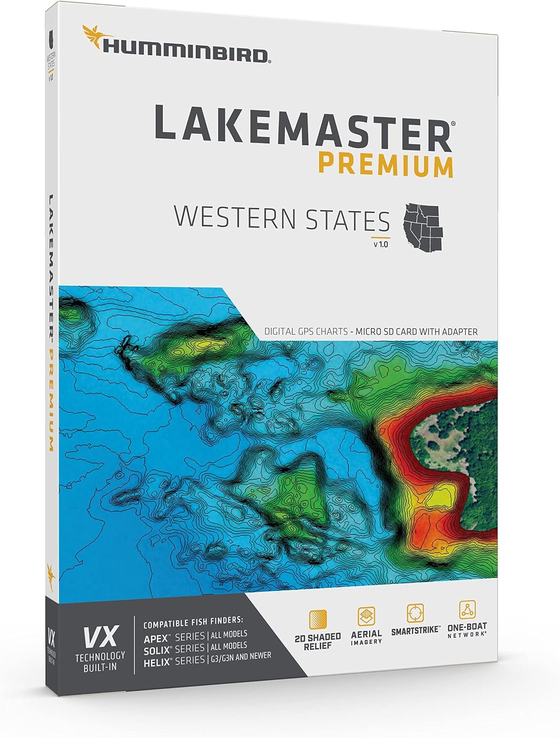Humminbird 602009-1 LakeMaster VX Premium West States Mapping Card – SmartStrike, Aerial Imagery & VX Technology - Image 2