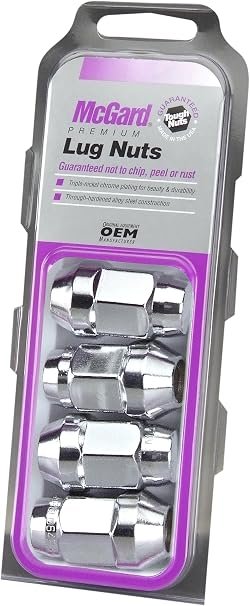 McGard 64023 Bulge Cone Seat Lug Nut Set – M14x1.5 Thread, 13/16in Hex, 1.945in Length, Chrome Steel 4-Pack