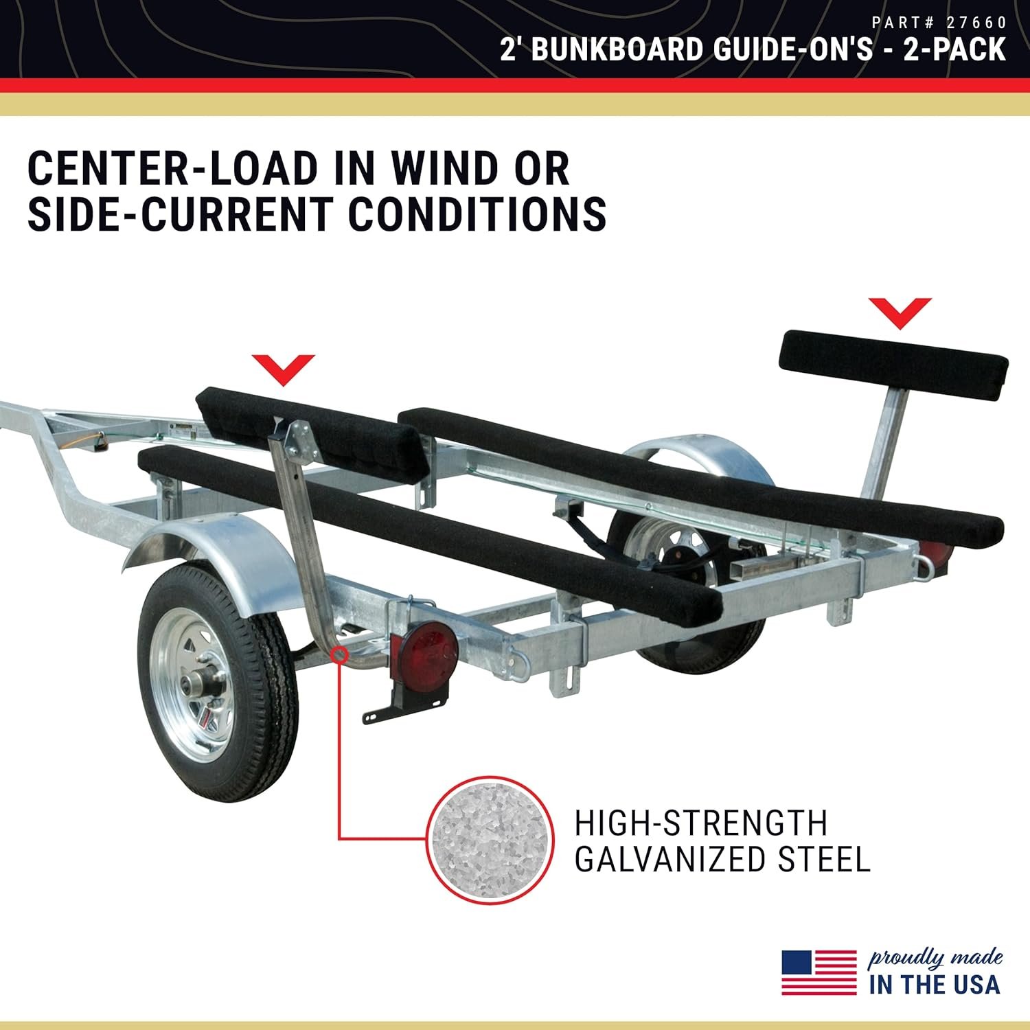 C.E. Smith 27660 Bunkboard Guide-On – 2ft Carpeted Boat Trailer Guide with Galvanized Mounting Hardware - Image 2