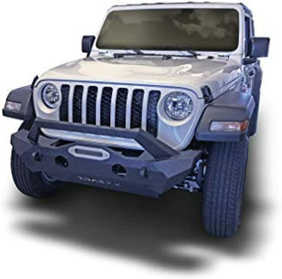 TrailFX JL08T Front Stubby Bumper – Textured Black Steel Off-Road Bumper – Fits Jeep Wrangler JL with Recovery Mounts - Image 3