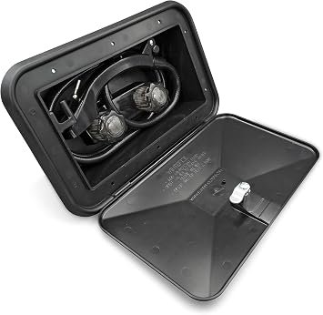 B&B Molders 94196 Exterior RV Shower – Hot and Cold Water Connections – Recessed Outdoor Shower Assembly