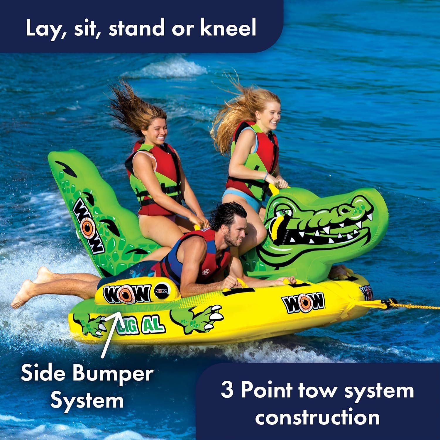 WOW Sports 191070 Big Al 3 Person Towable – Secure Cockpit Seating Tow Tube with Heavy-Duty Nylon Cover - Image 3