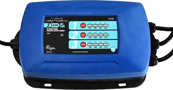 Schumacher SC1389 15 Amp 3-Bank On-Board Marine Battery Charger – Automatic Multi-Battery Charger for 12V Marine Systems