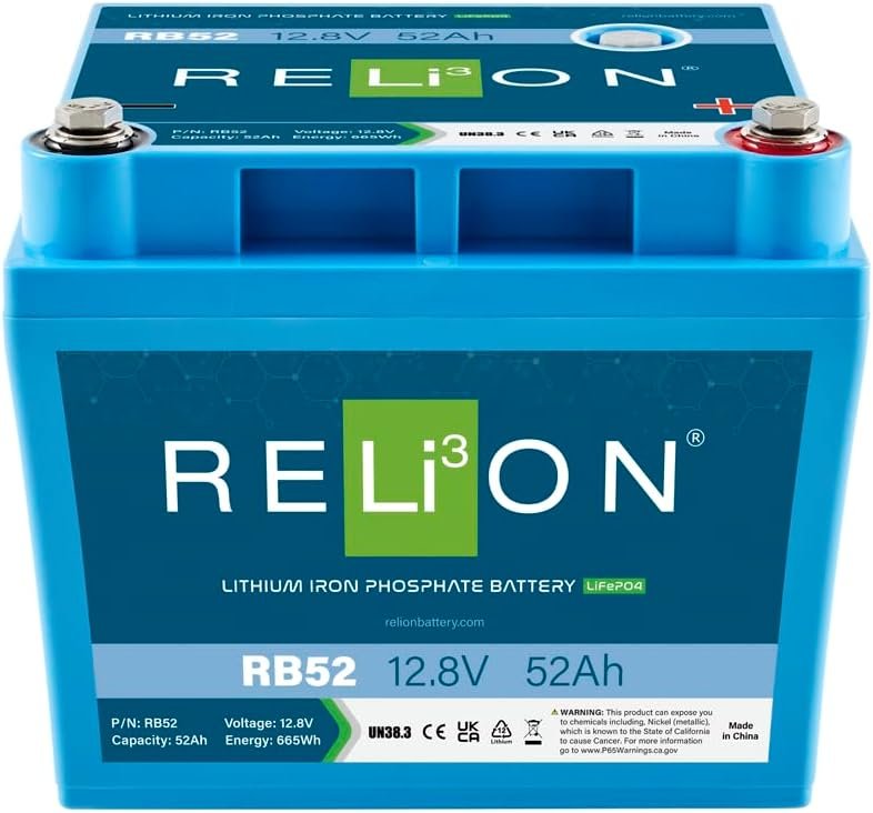 RELiON RB52 Lithium Battery – 12.8V 52Ah LiFePO4 Deep Cycle Battery for Marine, RV and Portable Power Applications - Image 2