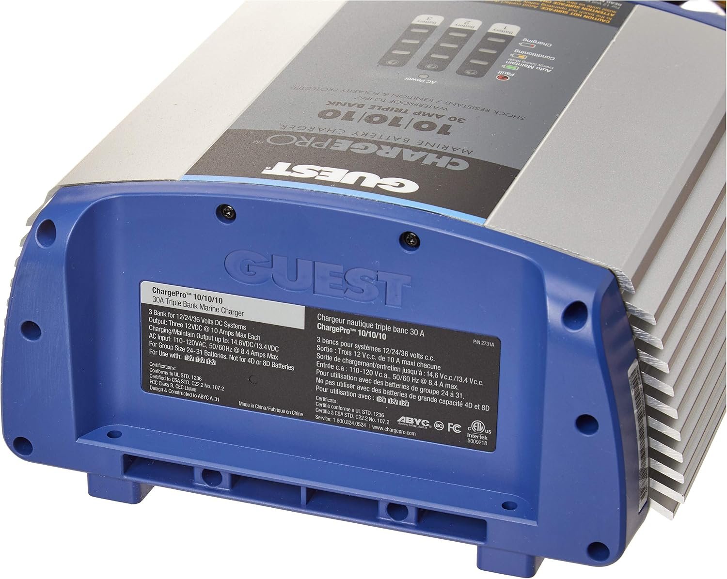 Guest 2731A Battery Charger – 30A 3-Bank Marine Charger with Digital Charging Control and Waterproof Construction - Image 3