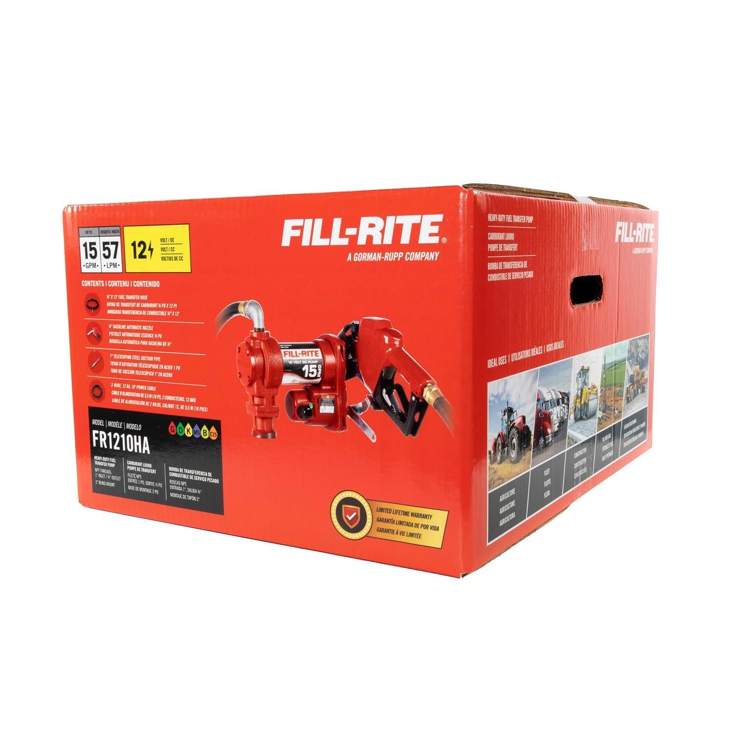 Fill-Rite FR1210HA 12V DC Fuel Transfer Pump Kit – 15 GPM System with Automatic Nozzle and Hose Package - Image 7