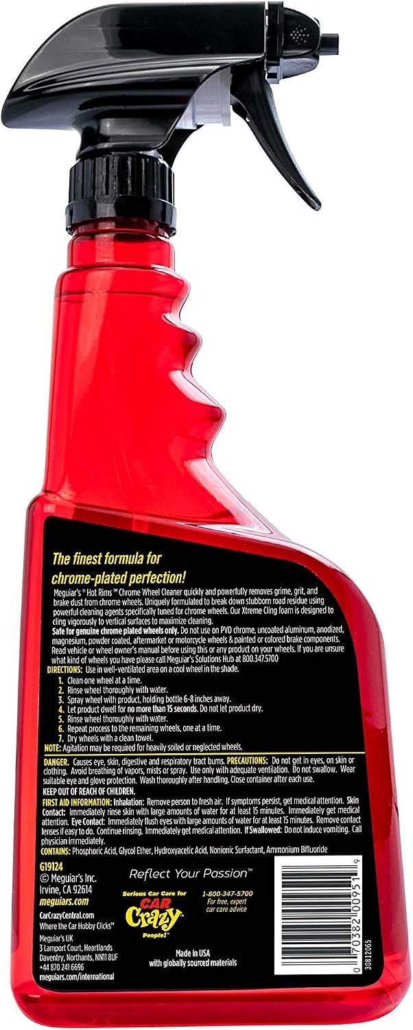 Meguiar's G19124 Hot Rims Chrome Wheel Cleaner – 24 oz Xtreme Cling Foam for Chrome Wheels & Brake Dust Removal - Image 3