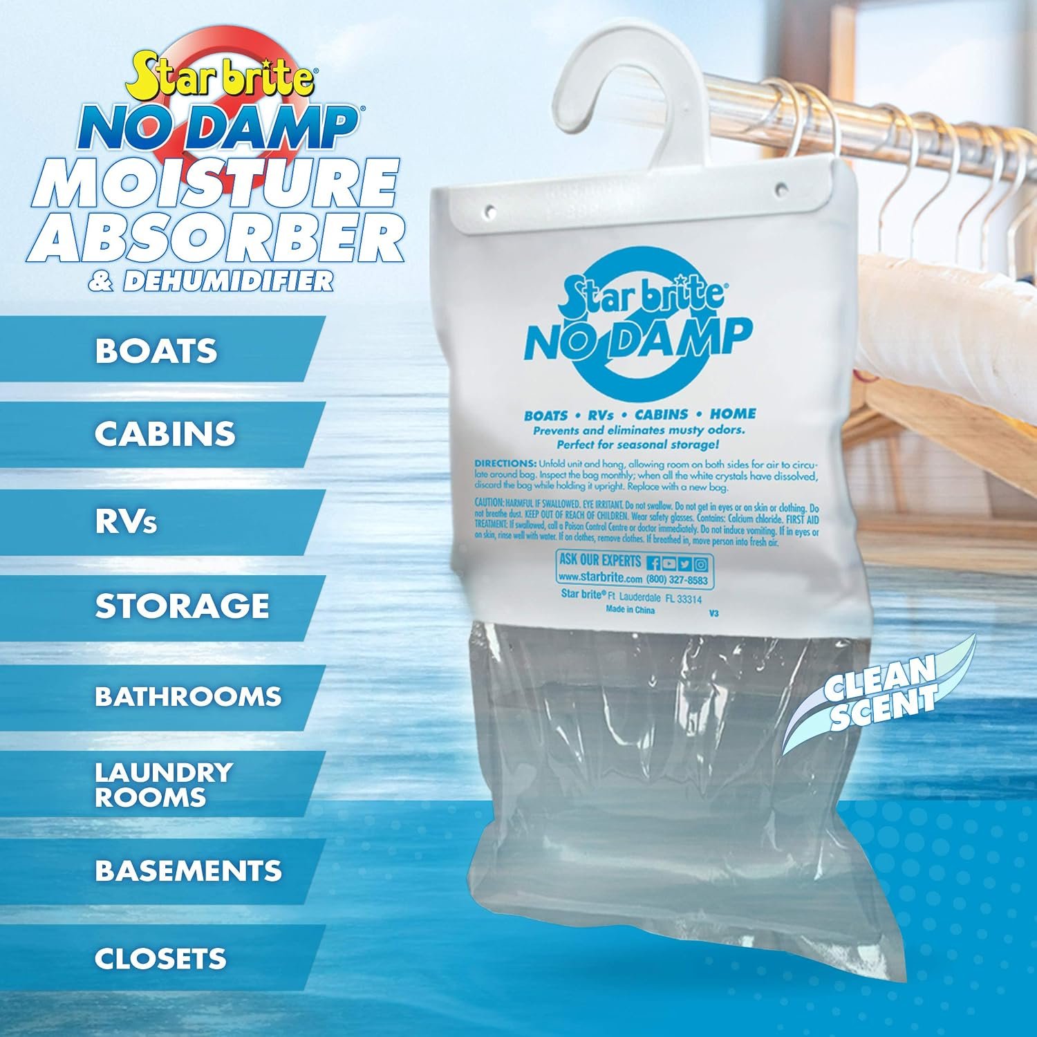 Star brite 85470 No Damp Hanging Bag – 16 oz Moisture Absorber for Boats, RVs, Closets and Storage Compartments - Image 3