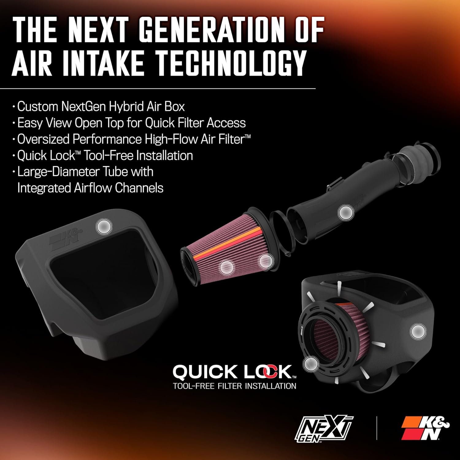 K&N 50-1598 NextGen Cold Air Intake System – High-Flow Cotton Filter for 2025 Ram 1500 3.0L Hurricane Twin Turbo - Image 2