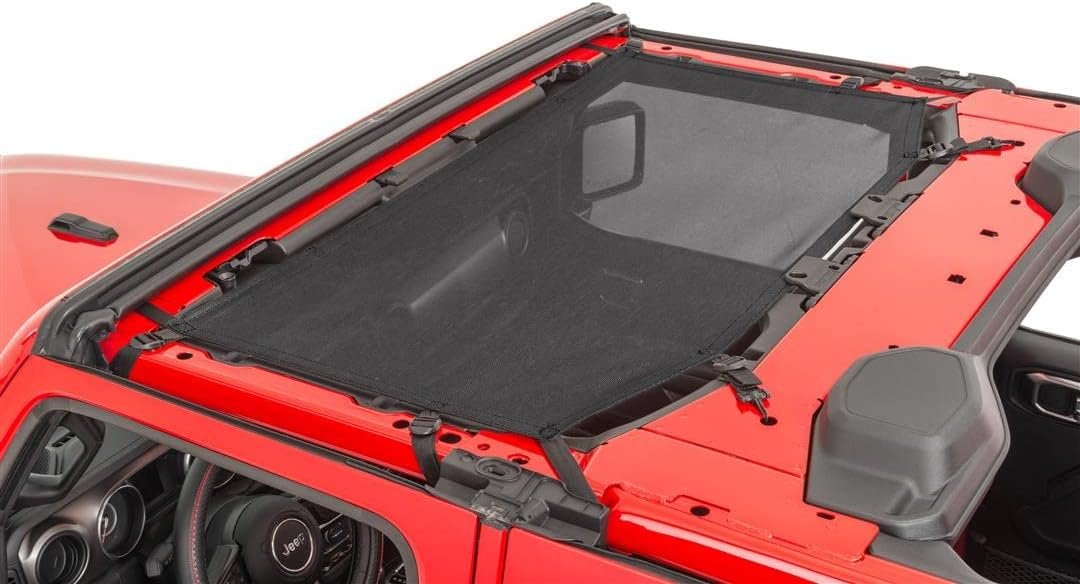 TrailFX MBT003 Mesh Bikini Top Plus – Black Mesh Sun Shade – Fits Jeep Wrangler JK 2-Door Models - Image 2