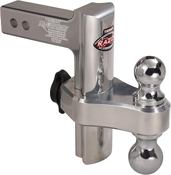 Trimax TRZ8AL Adjustable Receiver Hitch – 8in Drop/Rise Aluminum Trailer Ball Mount