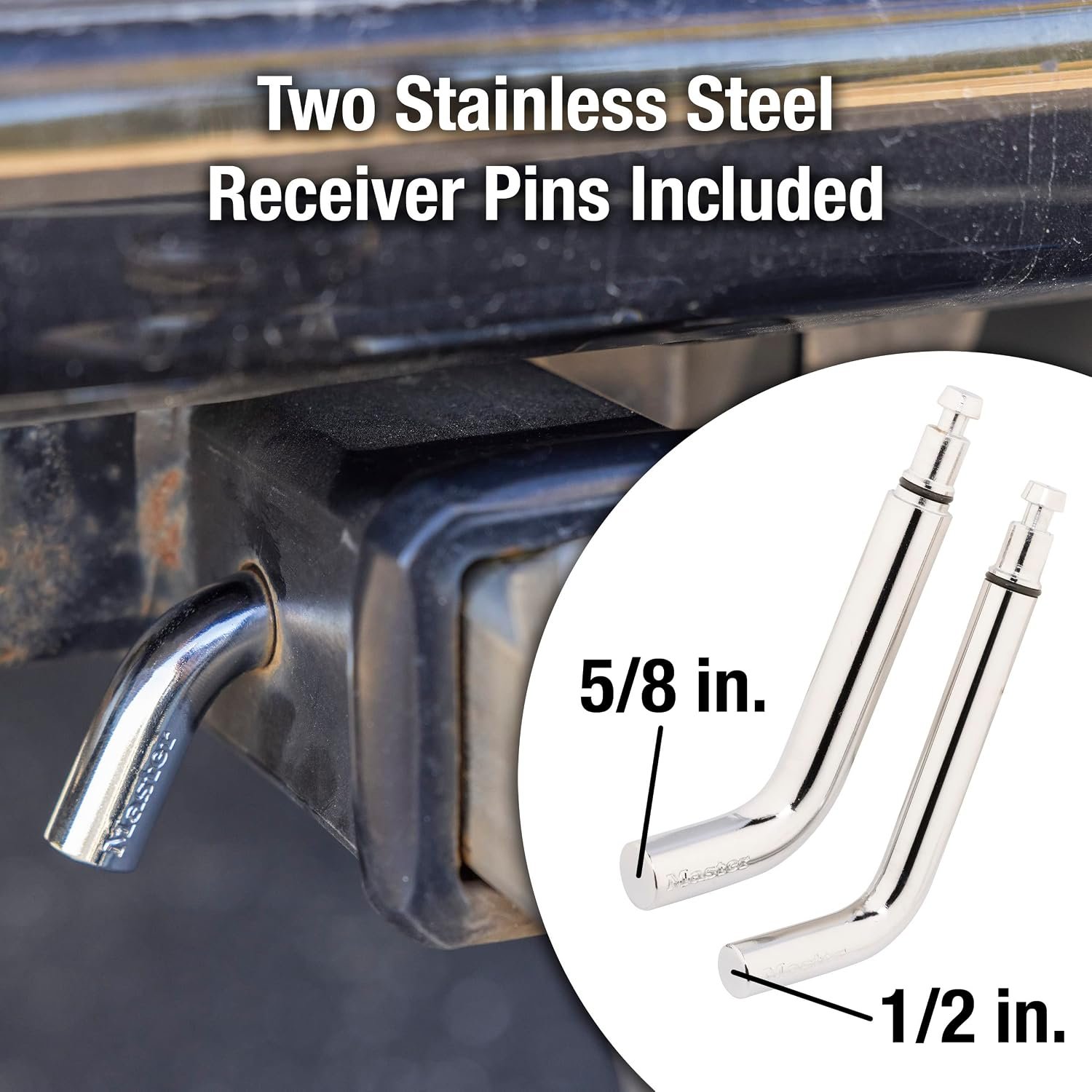 Master Lock 2866DAT Chrome Steel Lock Set – 5/8in Receiver Lock and 1/2in Coupler Lock for Trailer Security - Image 3