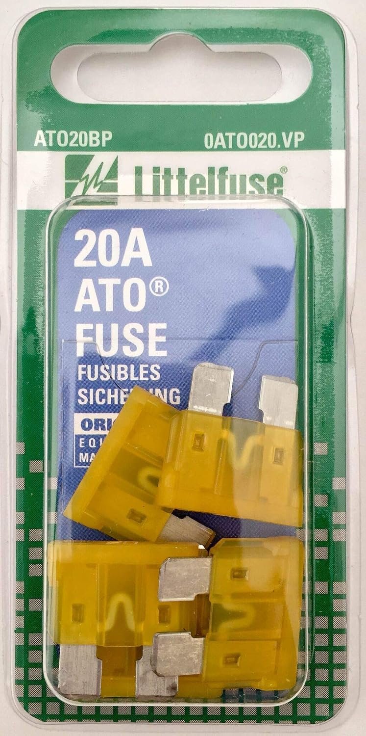 Littelfuse ATO20BP ATO Blade Fuse – 20A Fast-Acting Automotive Circuit Protection, 32V Rating, 5-Pack Carded Set - Image 2
